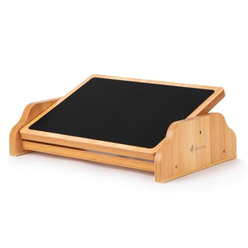 StrongTek Under Desk Adjustable Foot Rest, Wooden Rocking Footrest