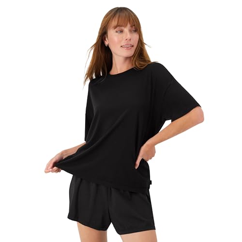 Hanes Women's Pajamas Set, Comfywear Pajamas for Women Set, Originals SupertSoft Loungewear, T-Shirt & Sleep Shorts - color: Black, size: XX-Large