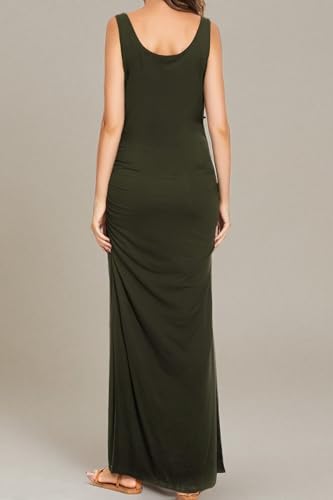 Smallshow Women's Split Long Maternity Dress - color: Army Green, size: Large