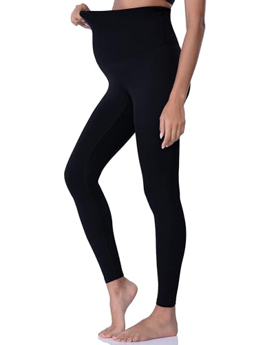 POSHDIVAH Maternity Leggings for Women Pregnancy Yoga Pants - color: Black Brown, size: Medium