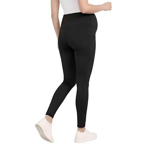 Motherhood Maternity Women's Over the Belly Workout Activewear Pregnancy Leggings with Pockets - color: Black, size: X-Small