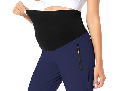 V VOCNI Maternity Joggers Quick-Dry Pregnancy Scrub Pants - color: Blue, size: Medium