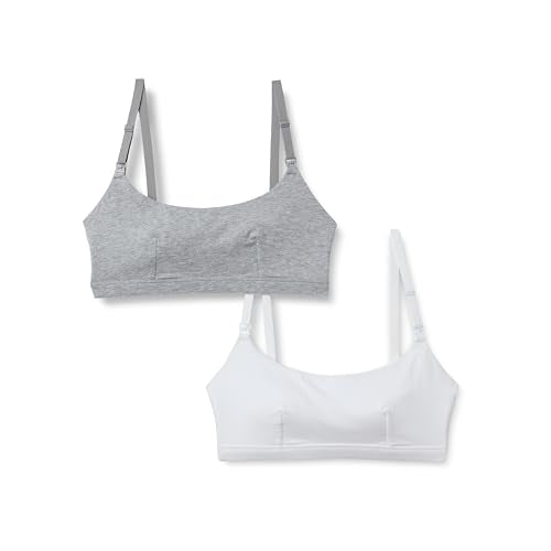 Amazon Essentials Women's Cotton Jersey Comfort Nursing Bra, Wirefree, Pack of 2 - color: Grey Heather / White, size: X-Small