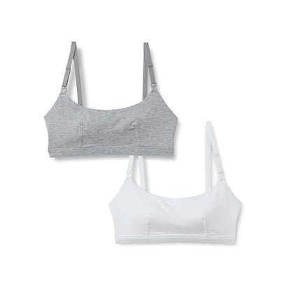 Amazon Essentials Women's Cotton Jersey Comfort Nursing Bra, Wirefree, Pack of 2 - color: Grey Heather / White, size: X-Small