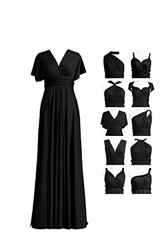 72styles Maxi Infinity Dress for Bridesmaids, Convertible Multi-Way Wrap - color: Black, size: One Size Plus