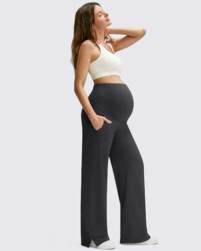 G4Free ShiftReady Maternity Dress Pants Wide Leg Pregnancy Work Tousers - color: Black, size: X-Small