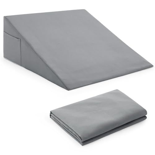 Horbaunal Silver Grey Bed Wedge Pillow Cover, 26" L x 25" W x 10" H - color: Silver Grey, size: 25 x 25 x 10