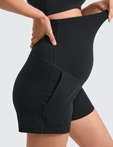CRZ YOGA Maternity Linerless Casual Shorts 4" - color: Black, size: Small