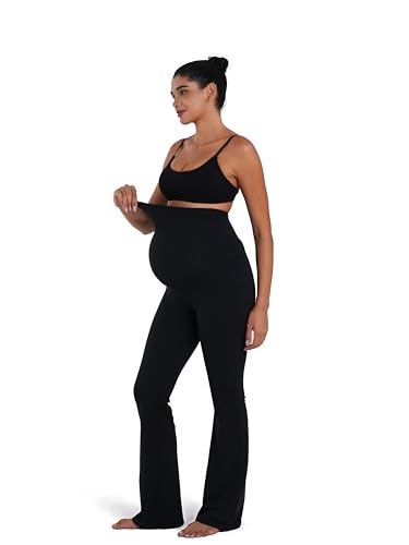 Sunvalix Maternity Flare Leggings for Women, Over Belly Yoga Pants - size: Large