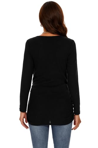 Smallshow Women's Maternity Sweater Shirt Long Sleeve - color: Black, size: Large