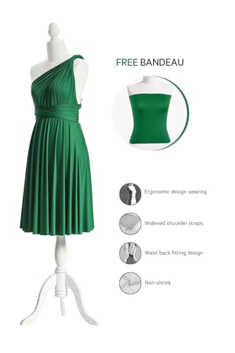 72styles Multi-Way Wrap Short Infinity Dress for Bridesmaids - color: Emerald Green