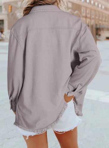 Dokotoo Womens Button Down Oversized Distressed Boyfriend Jean Jacket - color: A Gray, size: X-Large