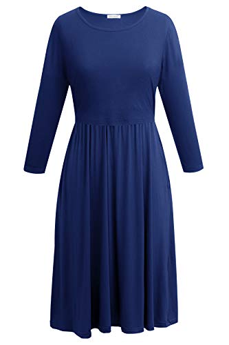 Smallshow Women's 3/4 Sleeve Maternity Nursing Dress for Breastfeeding - color: Navy, size: Medium