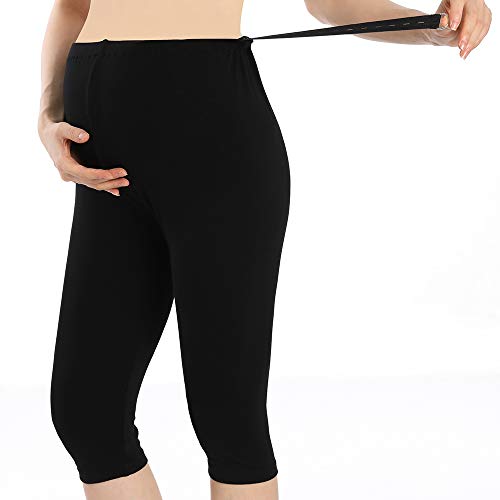 Pregnancy Shorts For Women Summer Maternity Leggings Capri Over The Belly - color: Black, size: Small