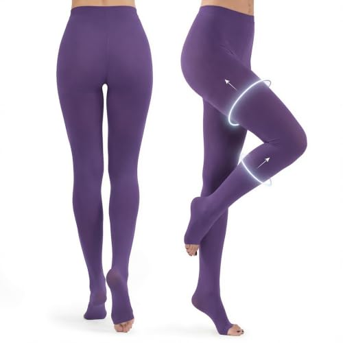ABSOLUTE SUPPORT Compression Pantyhose 20-30mmHg, Opaque, Purple, 3X-Large - color: Purple, size: 3X-Large
