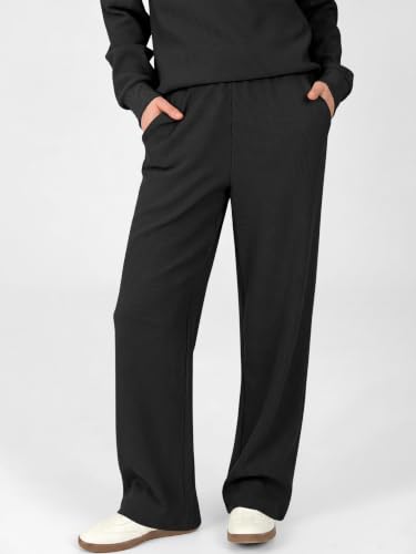 ANRABESS Womens Lounge Sets Waffle Fall 2 Piece Travel Outfits - color: Black, size: X-Large