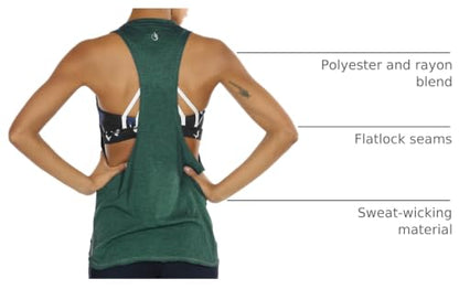 icyzone Women's Racerback High Neck Workout Athletic Yoga Muscle Tank Tops - color: Army, size: Medium