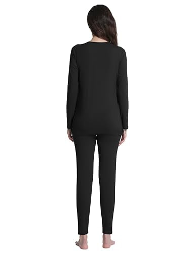 Women's Maternity Pajamas Sets 2 Piece Sleepwear - color: Black, size: Medium