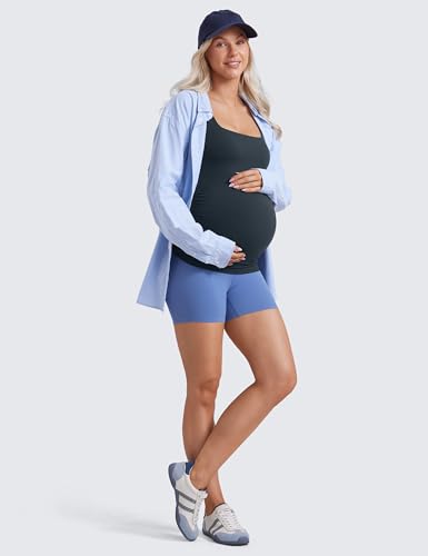CRZ YOGA Maternity Square Neck Tank Tops - color: True Navy, size: Small