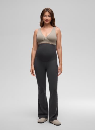 CRZ YOGA Maternity V Neck Nursing Bras - color: Warm Ash Grey, size: Small