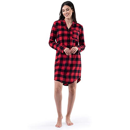 Fruit of the Loom Women's Flannel Sleep Shirt - color: Buffalo Check, size: X-Large