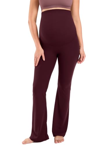MOMANDA Flared Maternity Leggings 31.5" - color: Ripe Plum, size: X-Small