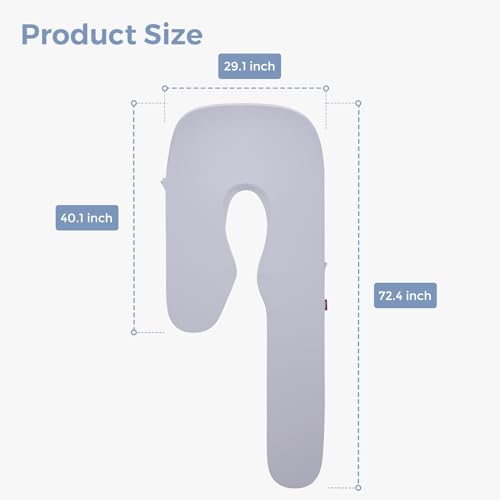 Momcozy Cooling Pregnancy Pillow Cover for Dreamlign U Pro Maternity Pillow - color: U Pro-cooling-grey