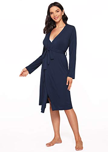 Latuza Women's Viscose Nursing Nightgown and Robe Set - color: Navy, size: Small