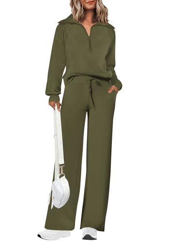 PRETTYGARDEN Women's 2 Piece Matching Lounge Set Sweatsuits - color: Army Green, size: X-Large