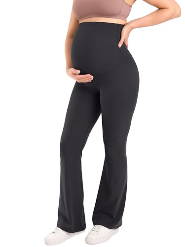 MOMANDA Flared Maternity Leggings 31.5" - color: Graphite Grey, size: Medium