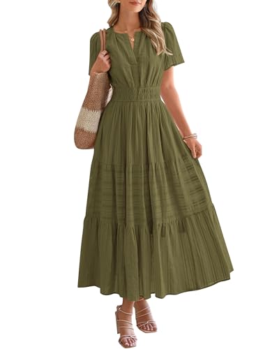 BTFBM Womens Summer 2026 Casual Maxi Dresses - color: Army Green, size: Large