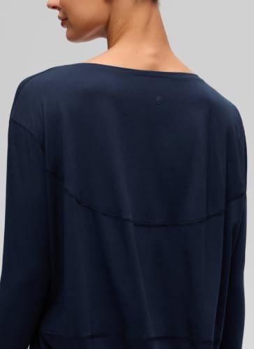 CRZ YOGA Pima Cotton Boat Neck Top - color: Navy, size: Medium