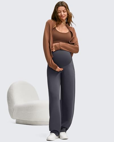 G4Free Maternity Pants Pregnancy Pants Modal Adjustable Waist Sweatpants - color: Dark Gray, size: Small