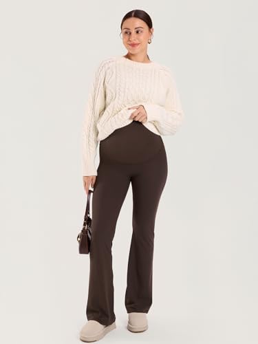 MOMANDA Flared Maternity Leggings 31.5" - color: Clay Brown, size: Small