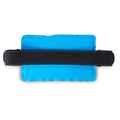 Premium Hot Cold Solid Gel Ice Pack by FOMI Care | Cool Compress for Lower Back, Shoulder, Knee, Stomach | Coccyx, Sciatica, Tailbone Pain Relief | Flexible, Reusable Heating Pad | Adjustable - color: Light Blue - Solid Gel