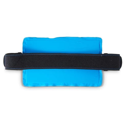 Premium Hot Cold Solid Gel Ice Pack by FOMI Care | Cool Compress for Lower Back, Shoulder, Knee, Stomach | Coccyx, Sciatica, Tailbone Pain Relief | Flexible, Reusable Heating Pad | Adjustable - color: Light Blue - Solid Gel