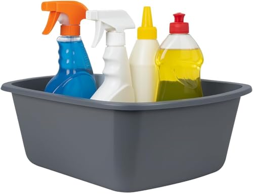 Vakly Plastic Wash Basin, 7 Qt, Rectangular, Graduated, 6 Pack