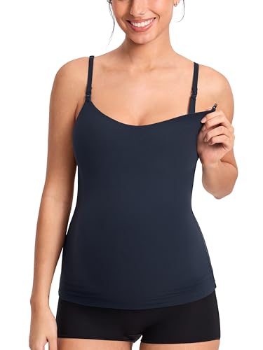 MOMANDA Nursing Tank Tops for Breastfeeding - color: Twilight Blue, size: Large