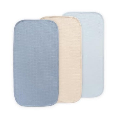 mushie Water Repellent Changing Pad Liners | Cotton (Blue Combo) - color: Blue Combo