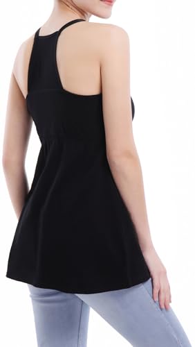 SUIEK 3-Pack Cotton Maternity Nursing Tank Tops Breastfeeding Cami Shirts - color: A-black+black+black - Fourth Style, size: Medium