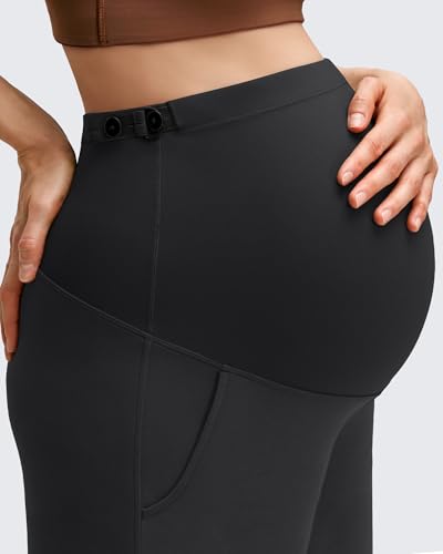 G4Free Maternity Pants Pregnancy Pants Modal Adjustable Waist Sweatpants - color: Black, size: Large