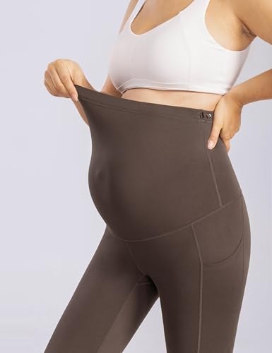 Enerful Maternity Leggings for Women - color: 2pack Black/Coffee, size: Medium