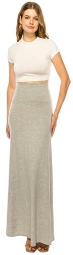 URBAN K Womens Basic Foldable High Waist Regular and Plus Size Maxi Skirts - color: #5, size: Medium
