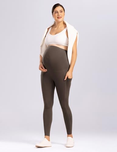Enerful Maternity Leggings for Women - color: 2pack Black/Coffee, size: Small