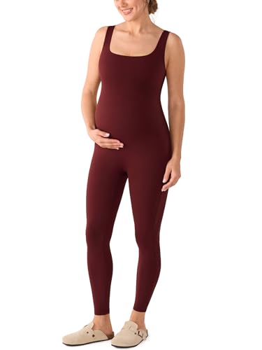 MOMANDA Maternity Jumpsuit Leggings 25" - color: Red Merlot, size: X-Small