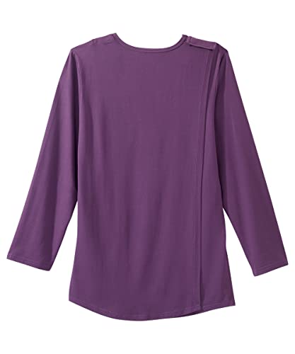 Silverts Women's Adaptive Open Back Long Sleeve Top, Assisted Dressing - color: Eggplant, size: Large