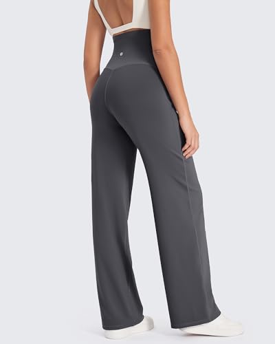 G4Free EverGoing Maternity Pants Over the Belly Pregnancy Work Trousers - color: Dark Gray, size: Large