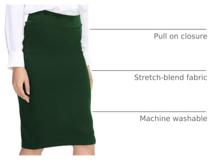 Urban CoCo Women's Elastic Waist Stretch Bodycon Midi Pencil Skirt - color: Backish Green, size: X-Large