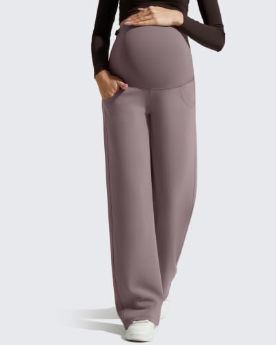 G4Free Maternity Pants Pregnancy Wide Leg Sweatpants High Waist Modal Soft - color: Taupe, size: Medium