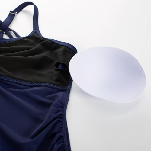 Maacie Maternity Athletic Tankini Swimsuits with Shorts - color: Navy Blue, size: Large